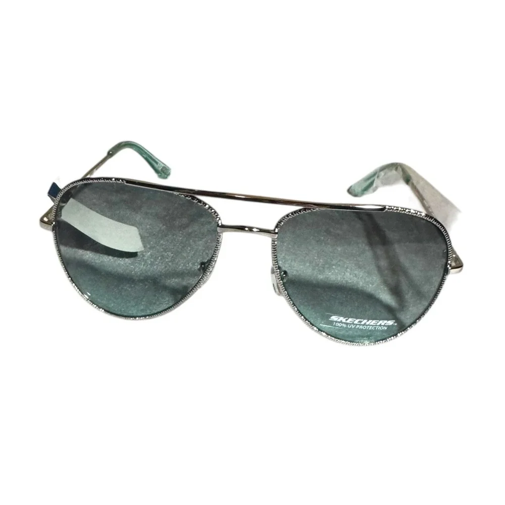 Skechers SE6083 Women's Aviator Sunglasses Silver Braided Gradient Smoke Lens